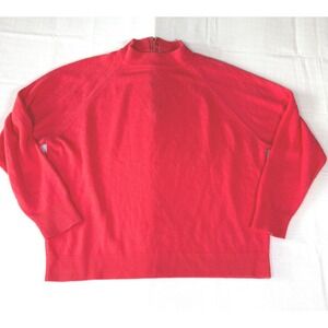 Vintage Coral Mock Neck Sweater Back Zip 80s 90s Minimalist Knit Large